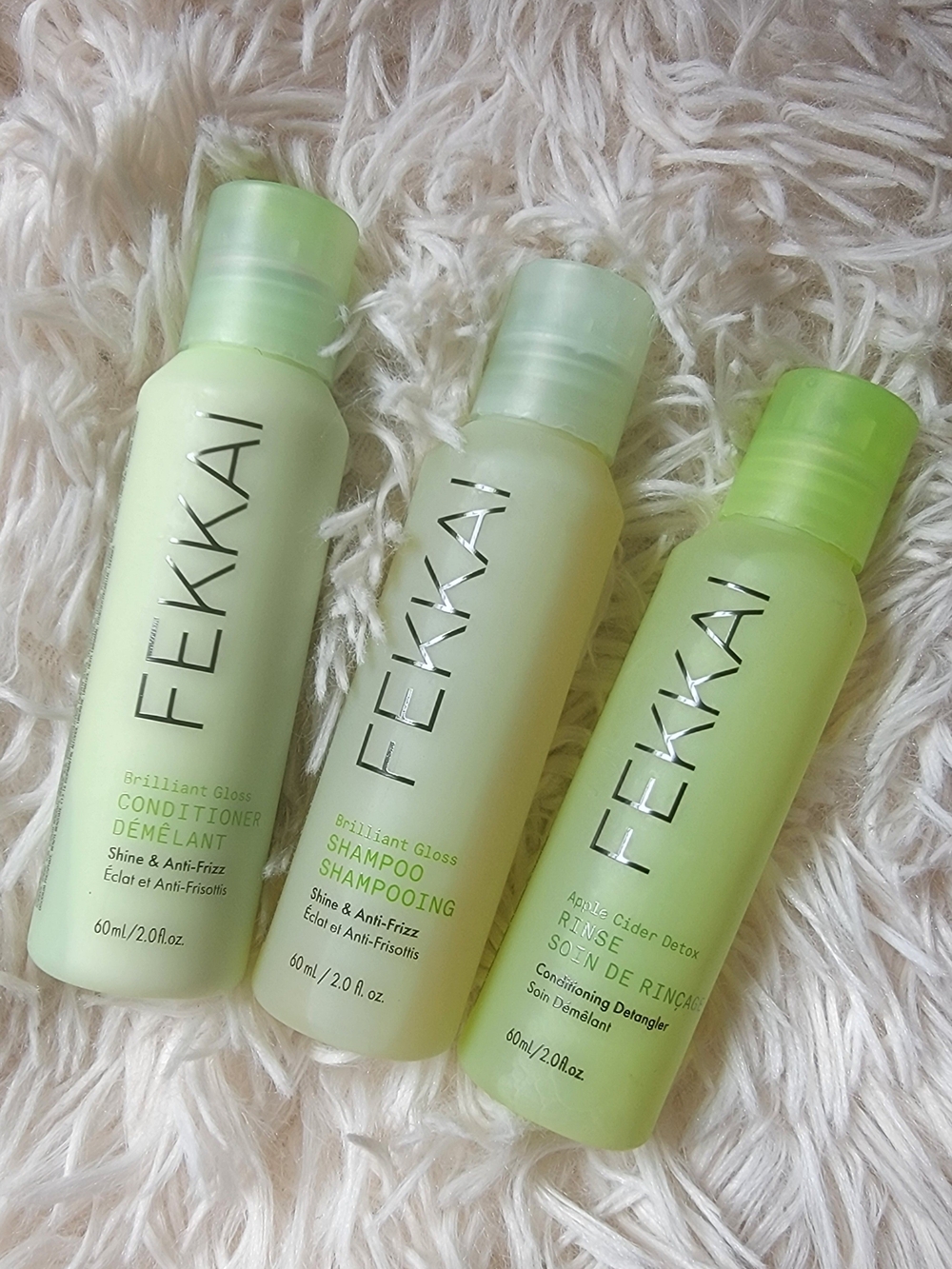 New 3 Pack Fekkai Brilliant Gloss Apple Cider  Shampoo, Conditioner And Rinse